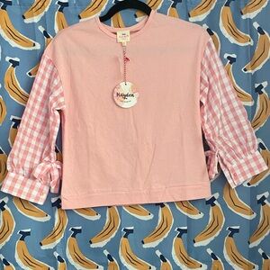 Hayden Girls - Pink Gingham Sleeve Top
